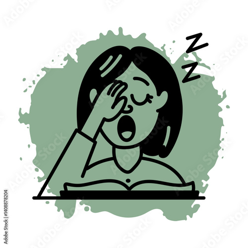 A hand drawn icon of a drowsy character 
