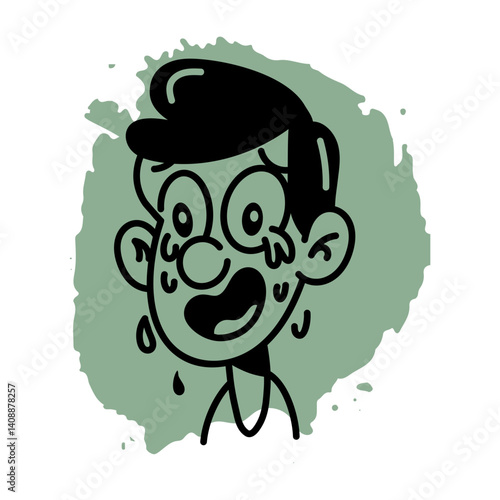 A hand drawn icon of a weeping character 
