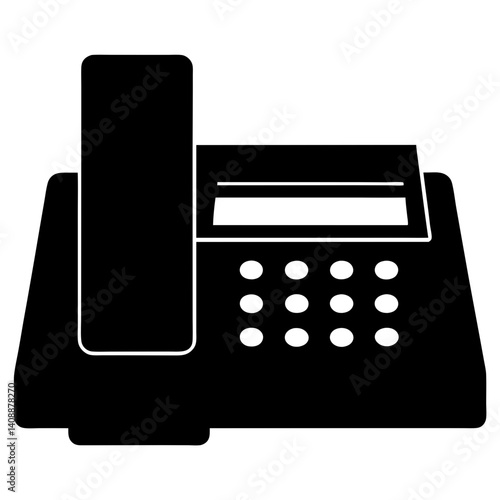 Monochrome Illustration Of A Classic Fax Machine For Business Communication And Document Transmission Purposes