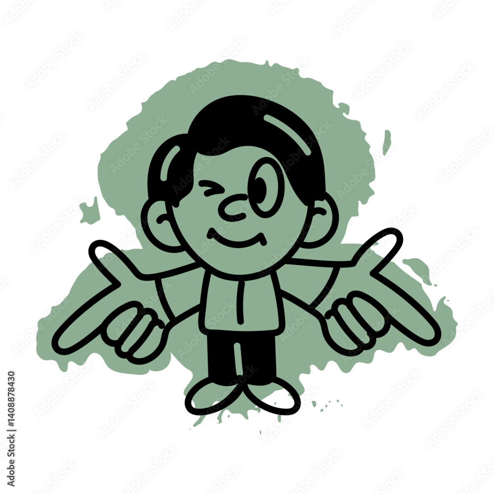 A character making finger guns, hand drawn icon
A character making finger guns, hand drawn icon