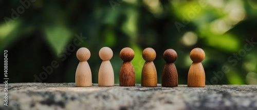 Mindful Diversity Visualization Wooden Inclusive Figures in Systemic Constellation Therapy - Transformative Wellness Branding for Holistic Mental Health Solutions