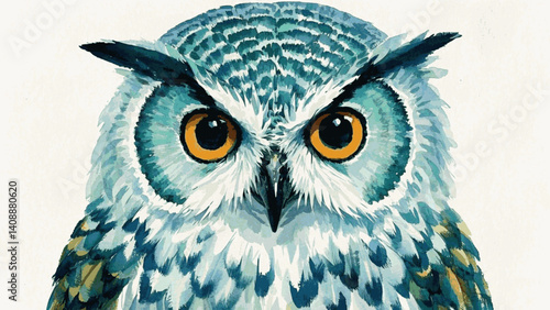 Aquatic elegance owl isolated watercolor vector illustration svg