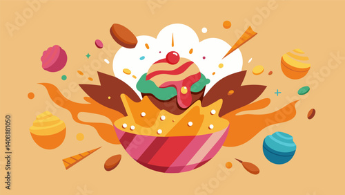 Flavors exploding in your mouth the complex mix of es and textures in the filling of salte as coming together in perfect harmony.. Vector illustration