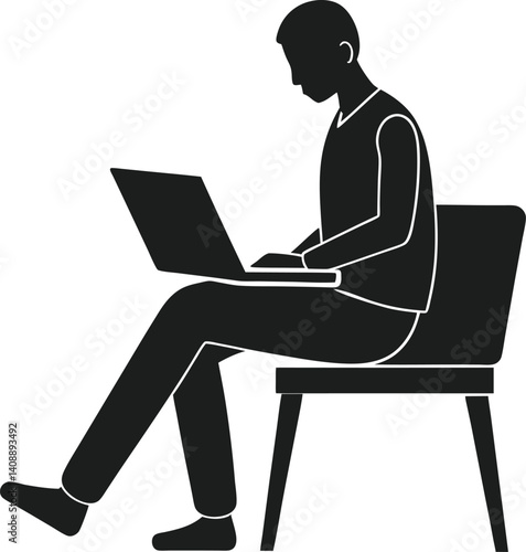 Clean Vector of Remote Employee on Couch with Laptop
