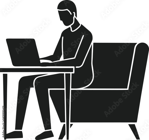 Silhouette of Remote Worker in Comfortable Setting