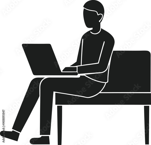 Silhouette of Person Working from Home