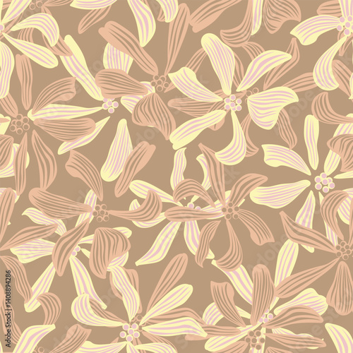 Wallpaper Mural Neutral Colour Botanical Floral Seamless Pattern Design Torontodigital.ca