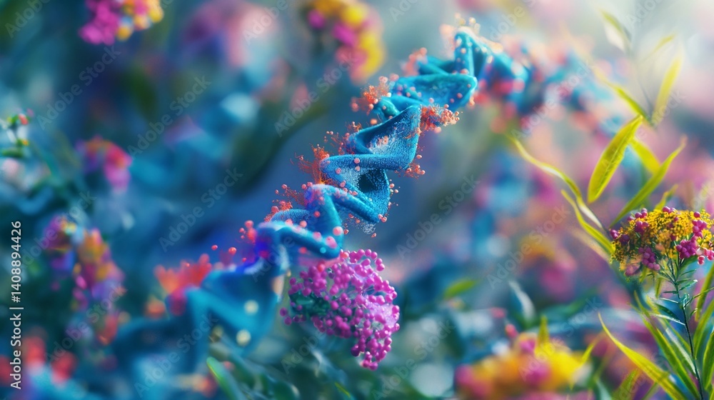 DNA Helix in a Floral Setting