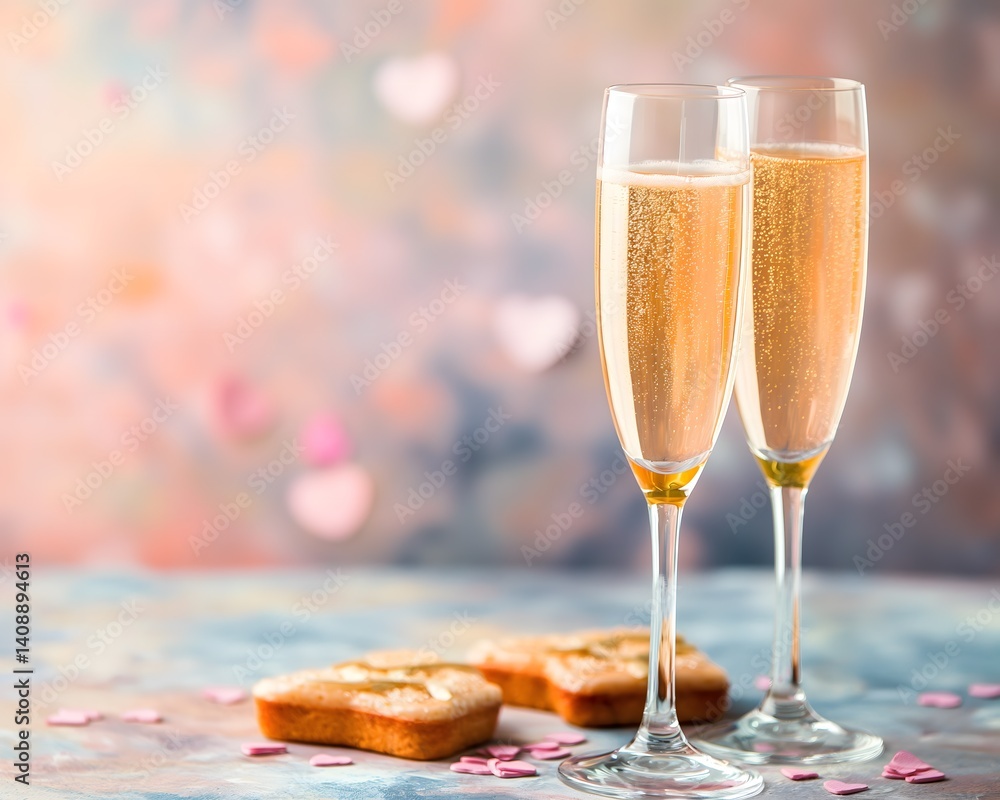 Champagne and Heart-Shaped Treats