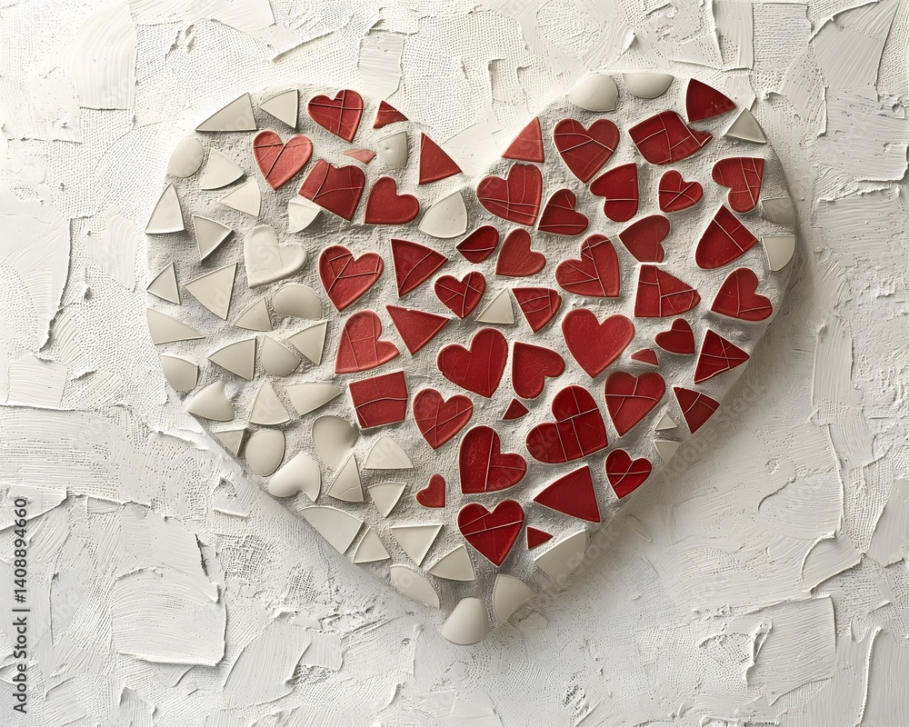 Heart Mosaic Art on Textured Background