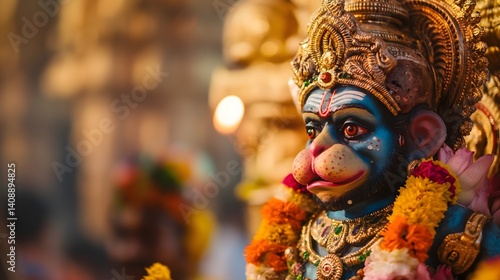 Hanuman Statue Detail, Indian Temple
