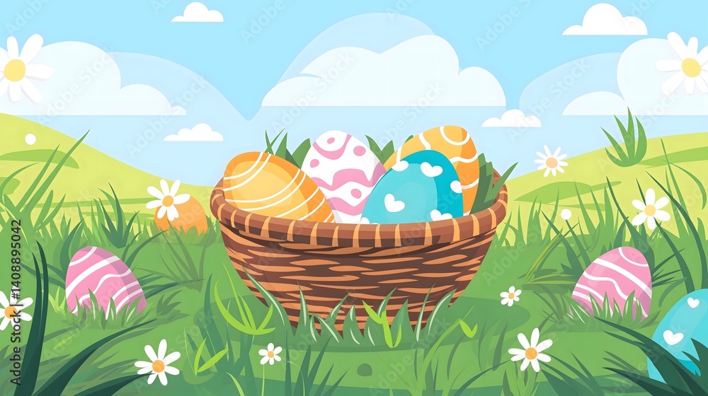 Easter Eggs in a Basket