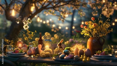 Obraz na płótnie Easter Garden Party Table Setting w salonie