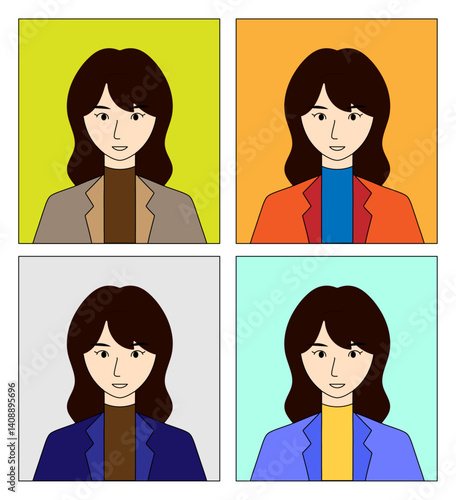 女性の証明写真のバリエーション