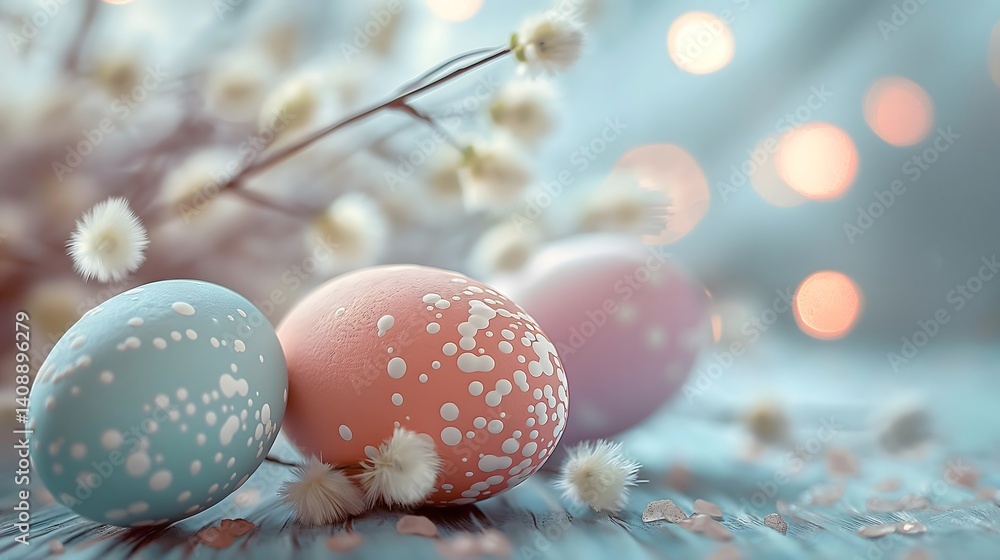 Easter Eggs with Spring Flowers