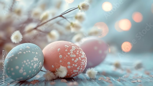 Obraz na płótnie Easter Eggs with Spring Flowers w salonie