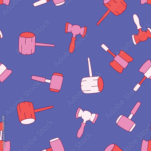 Hammer Vector Seamless Pattern Background for Surface Print Fabric Fashion Wrapping