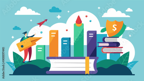 A publishing firm uses data prediction to anticipate the demand for fantasy novels leading them to release a new series that becomes a hit a readers.. Vector illustration