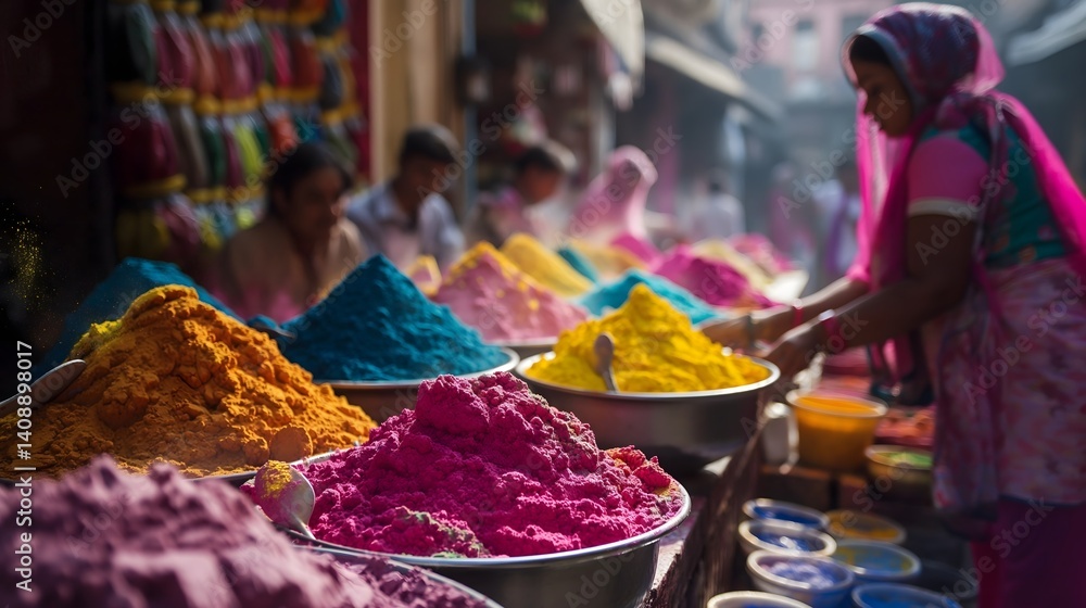 Colorful Holi Powder Market in India
