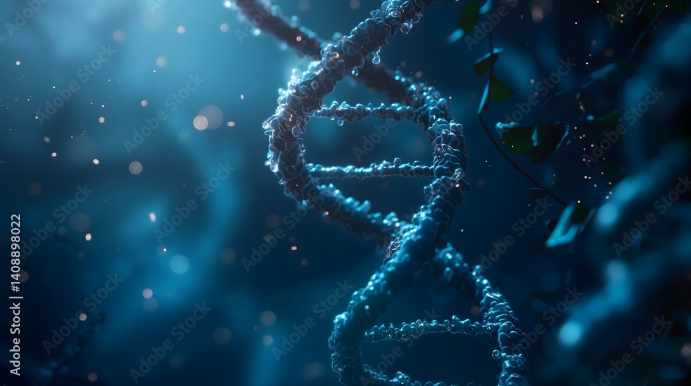 DNA Double Helix in Deep Blue Light