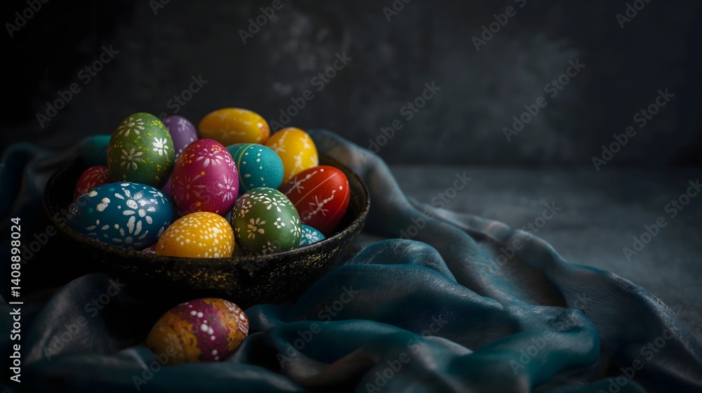 Hand-Painted Easter Eggs in Bowl
