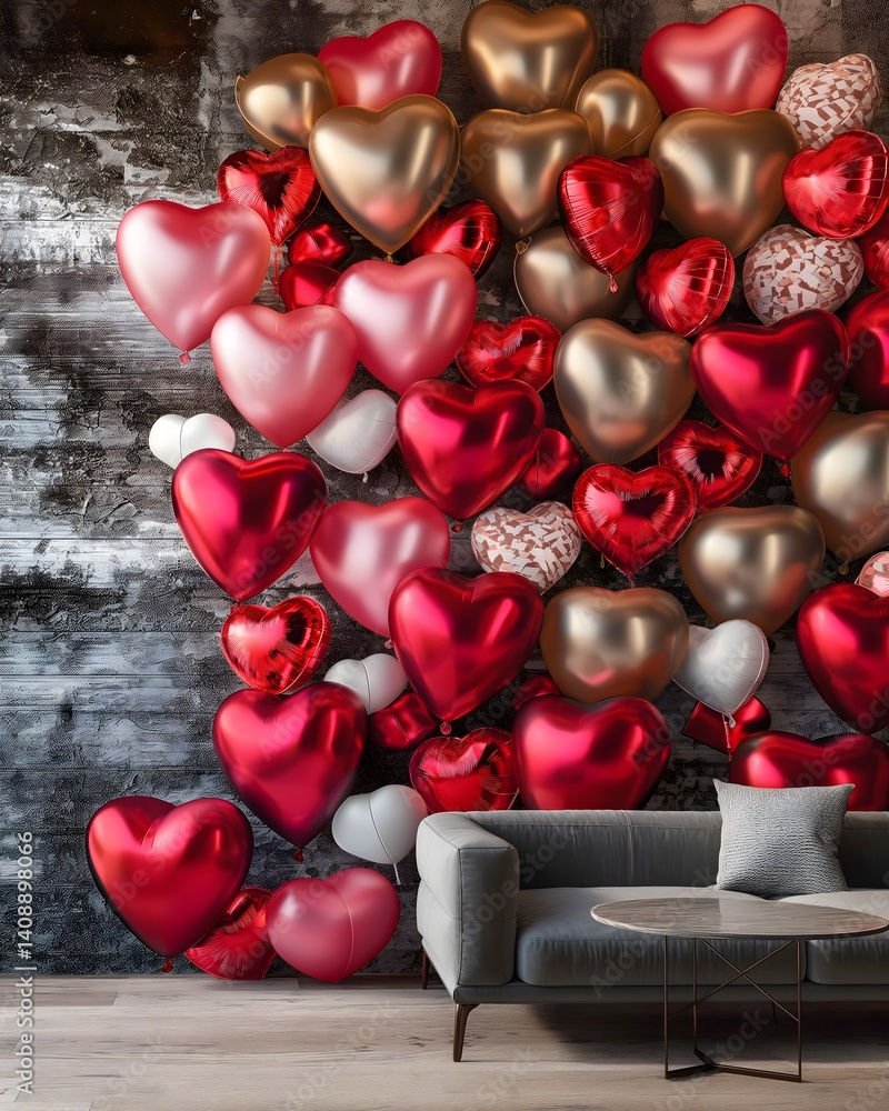 Heart Balloons Decorated Room
