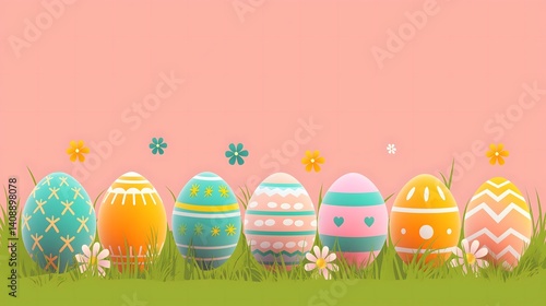 Obraz na płótnie Easter Eggs in Grass w salonie