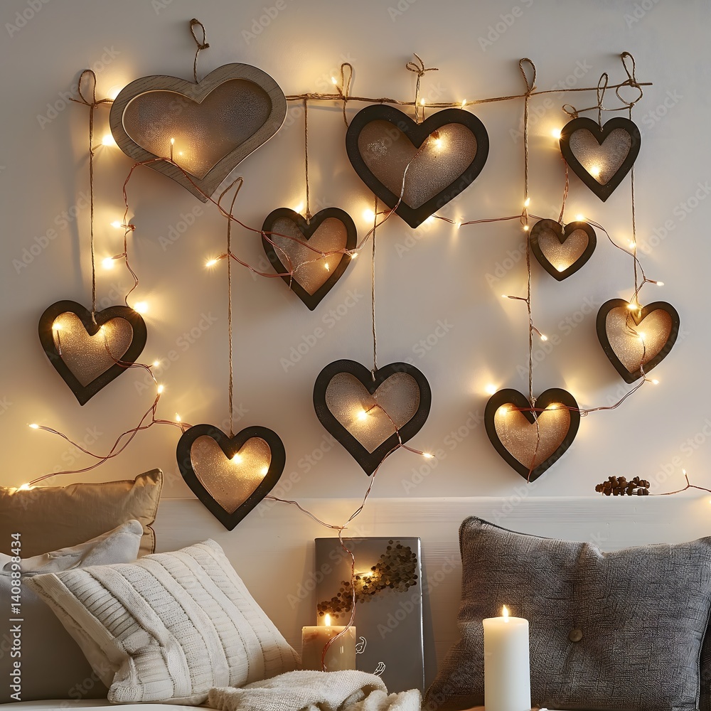 Heart Shaped Wall Decor with Fairy Lights