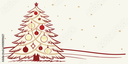 Elegant Christmas Tree Illustration Festive Holiday Design