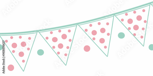 Polka Dot Bunting Illustration Festive Party Decoration Clipart