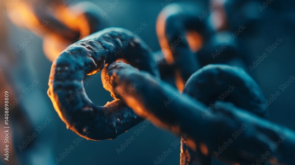 Close-up of Rusty Chain Links