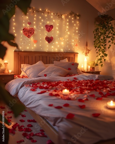 Obraz na płótnie Romantic Bedroom Decorated for Valentine's Day w salonie