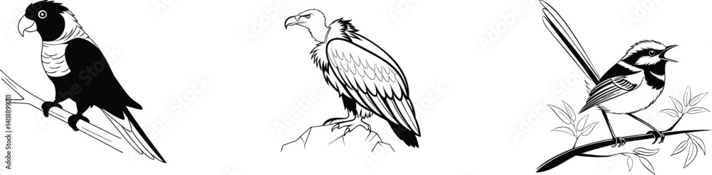 Solitary Vulture, Dazzling Rainbow Lorikeet, and Delicate Fairy-Wren in Vivid Bird Moments Solitary Vulture, Dazzling Rainbow Lorikeet, and Delicate Fairy-Wren in Vivid Bird Moments