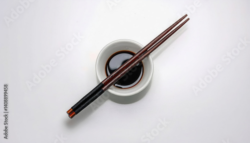 Wallpaper Mural Dark Soy Sauce in Small Bowl with Chopsticks Ready for Dipping Torontodigital.ca