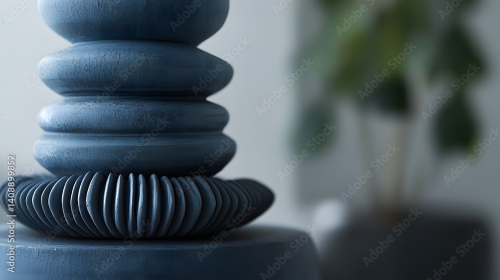 Abstract Blue Stacked Stone Design Decorative Object Abstract Blue Stacked Stone Design Decorative Object