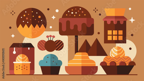 From traditional to modern twists the workshop showcases a whole spectrum of brigadeiro styles.. Vector illustration