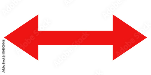red bidirectional arrow, red arrow isolated on white background transparent.