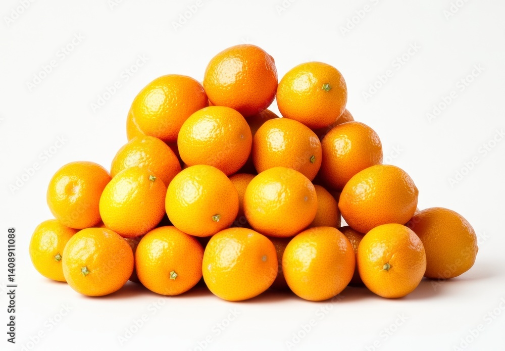 Fresh Oranges Piled in a Neat Stack on a White Background Fresh Oranges Piled in a Neat Stack on a White Background