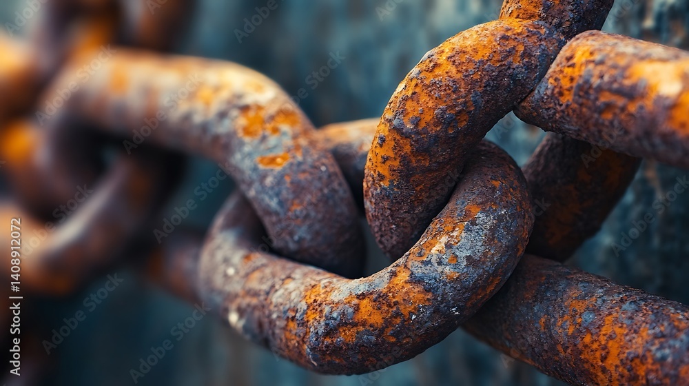 Corroded metal chain links interwoven tightly. Corroded metal chain links interwoven tightly.