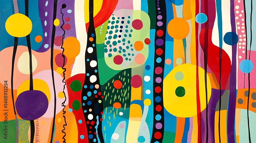 Vibrant Abstract Art with Colorful Shapes and Lines Painting Vibrant Abstract Art with Colorful Shapes and Lines Painting
