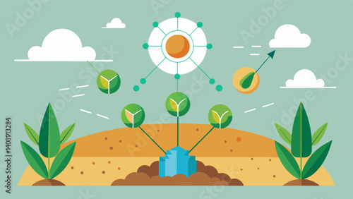 Mapping out nutrient deficiencies in soil through remote sensing technology for targeted fertilization.. Vector illustration