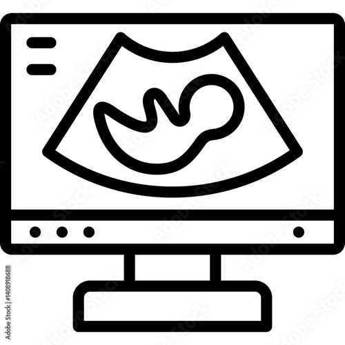 ultrasound scan icon illustration design with outline