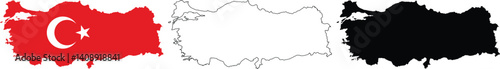 Turkey map flag vector stock illustration