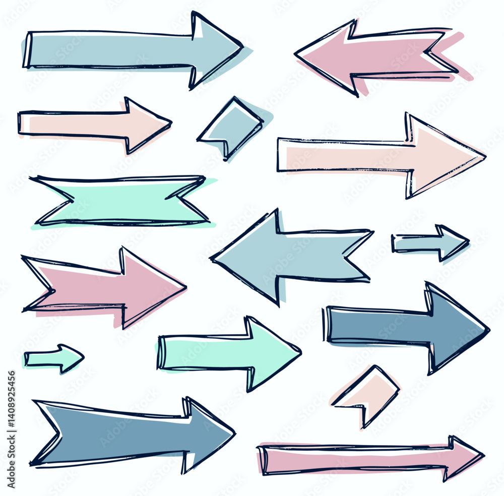 Hand-drawn Pastel Arrow and Banner Collection: Design Elements Hand-drawn Pastel Arrow and Banner Collection: Design Elements