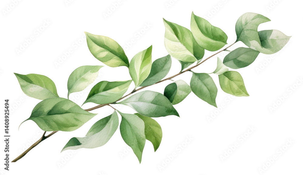 Naklejka premium PNG Jasmine leaves leaf illustration watercolor.