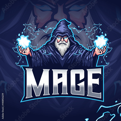 Mage Mascot Logo – Wizard with Magic Lightning Powers
A powerful mage mascot logo featuring an old wizard casting lightning magic with glowing orbs in both hands. Designed in a dramatic cartoon style.