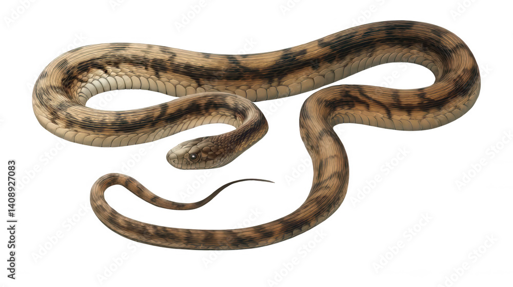 Fototapeta premium Realistic Snake in Sidewinding Motion Isolated on White Transparent Background