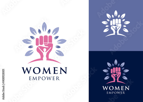 Women empower with tree logo design for community, consultants and equality