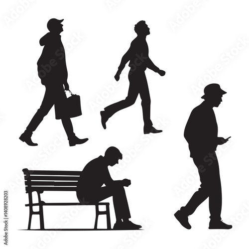  Man silhouette vector icon set design 


