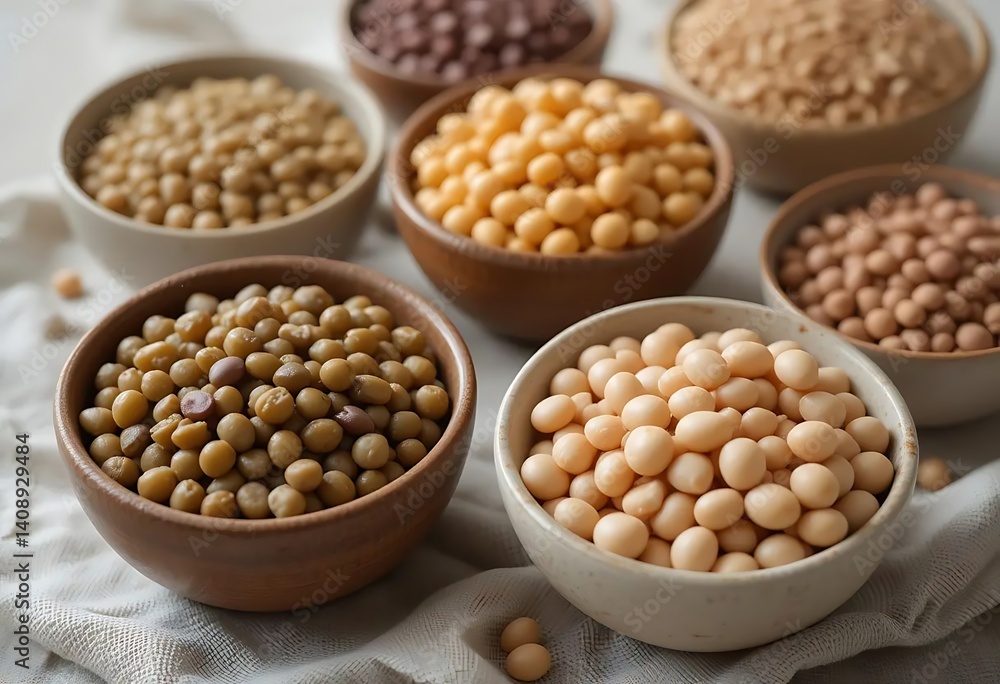 Varied Legumes: A Rustic Still Life of Assorted Beans and Peas Varied Legumes: A Rustic Still Life of Assorted Beans and Peas
